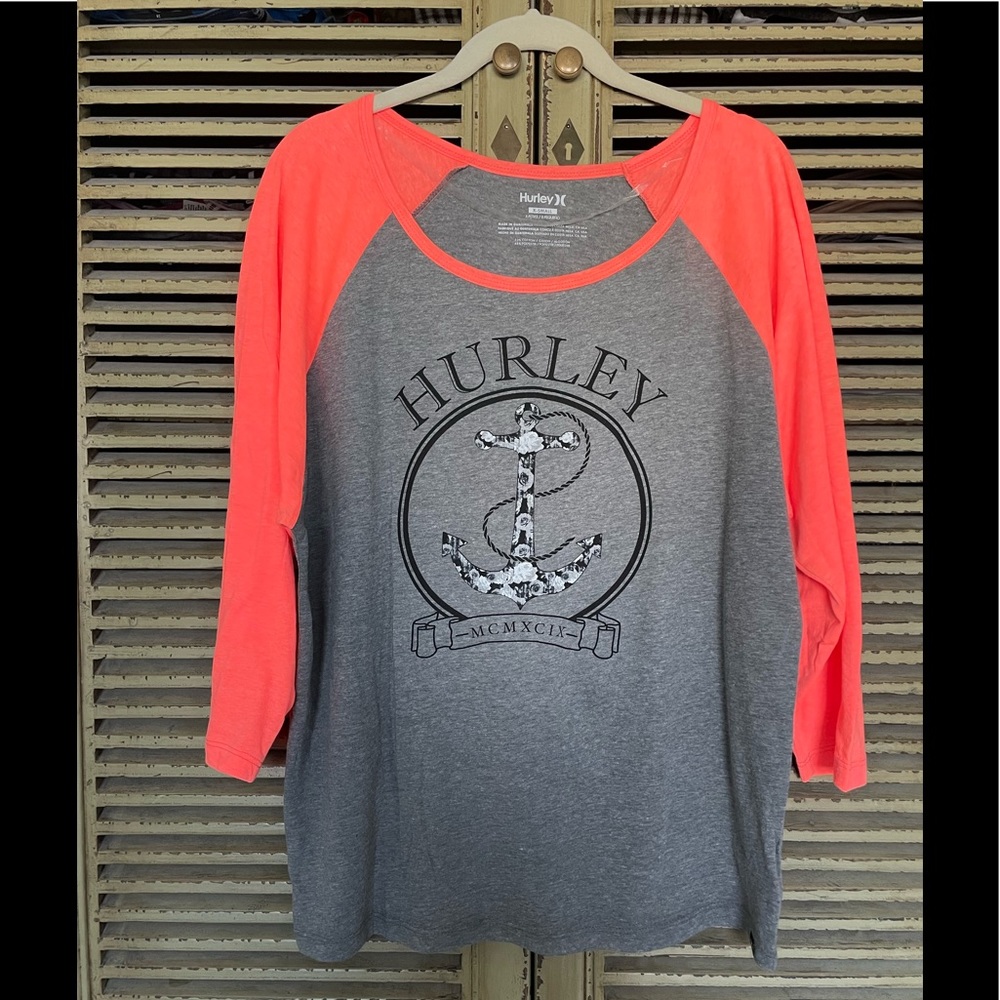 HURLEY open seas raglan graphic  tee shirt